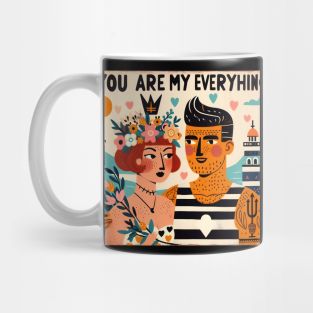 You are my everything - lover couple in tattoo and flowers portrait Mug